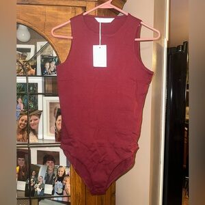 NEW NWT Large Mangopop Maroon Bodysuit. Front double lined.